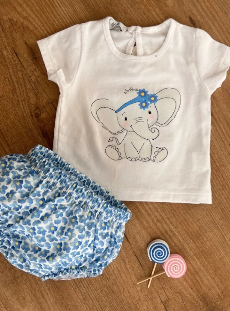 Conjunto para niña de algodón colección elefante