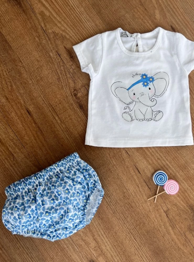 Conjunto para niña de algodón colección elefante