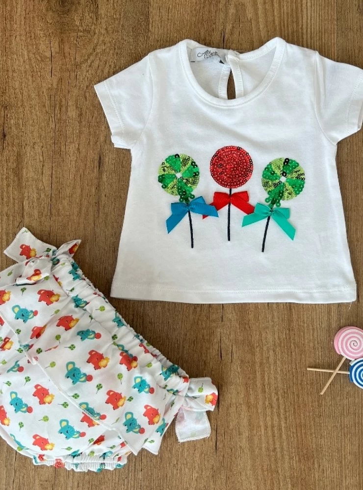 Conjunto para niña de algodón colección piruletas