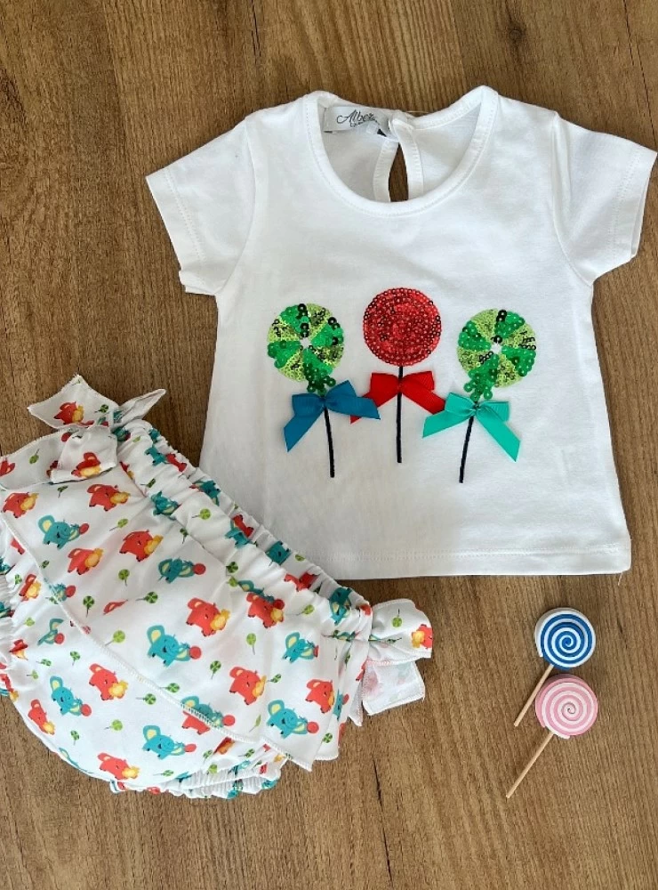 Conjunto para niña de algodón colección piruletas