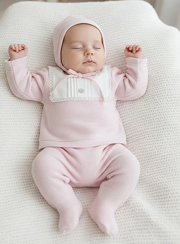 Conjunto para niña de tres piezas rosa bebé Colección Montreal