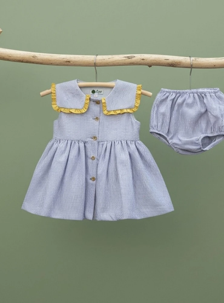 Conjunto para niña jesusito y braga con rayas lavanda