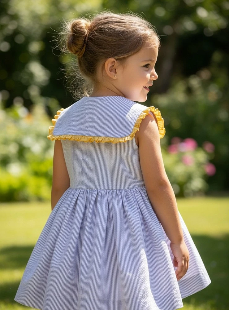 Conjunto para niña jesusito y braga con rayas lavanda