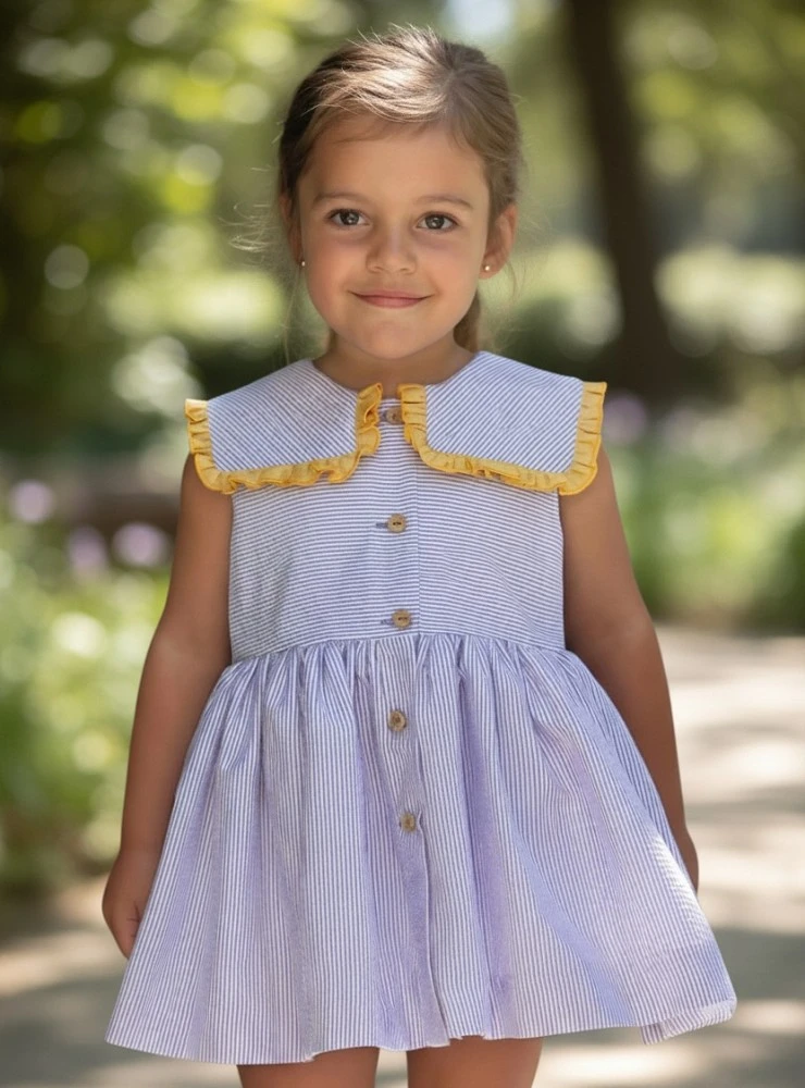 Conjunto para niña jesusito y braga con rayas lavanda