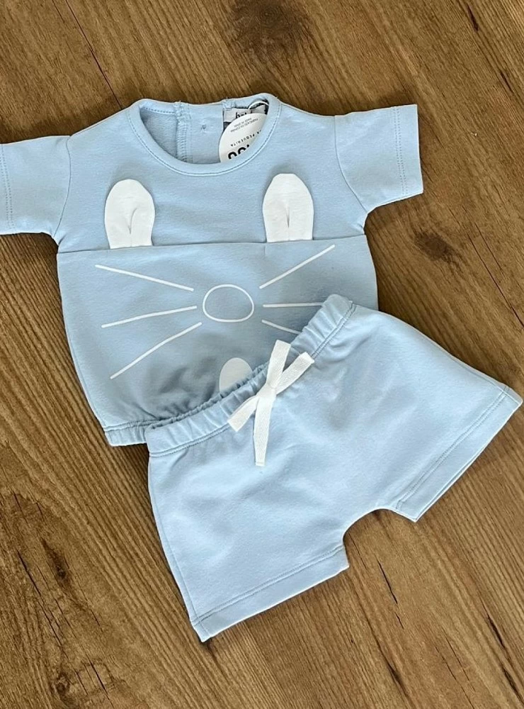 Conjunto para niño azul y blanco de Algodón