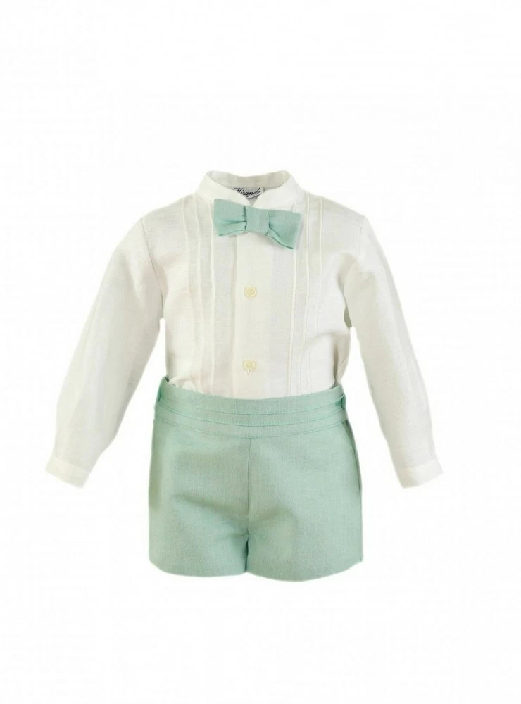 Conjunto para niño beige con verde agua. Especial Ceremonia