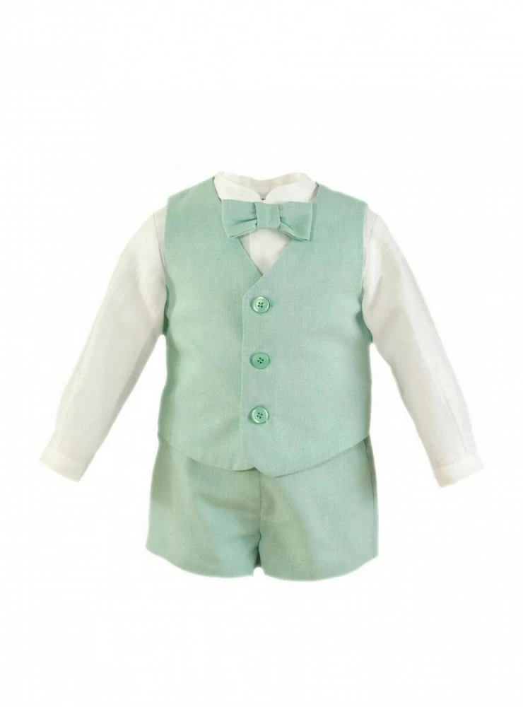 Conjunto para niño beige con verde agua. Especial Ceremonia