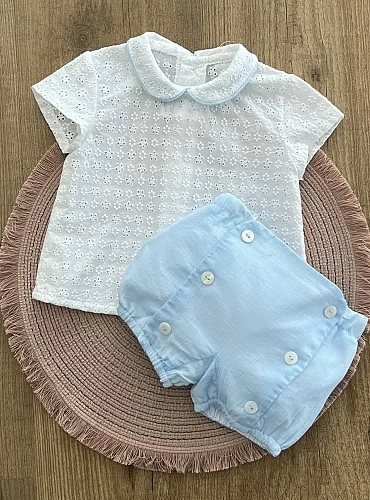 Conjunto para niño blanco y azul colección Luna