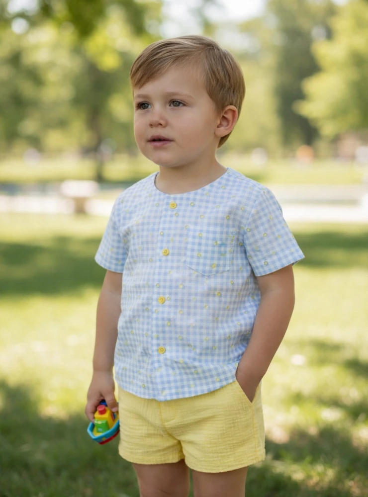 Conjunto para niño camisa y pantalón corto colección Te Quiero
