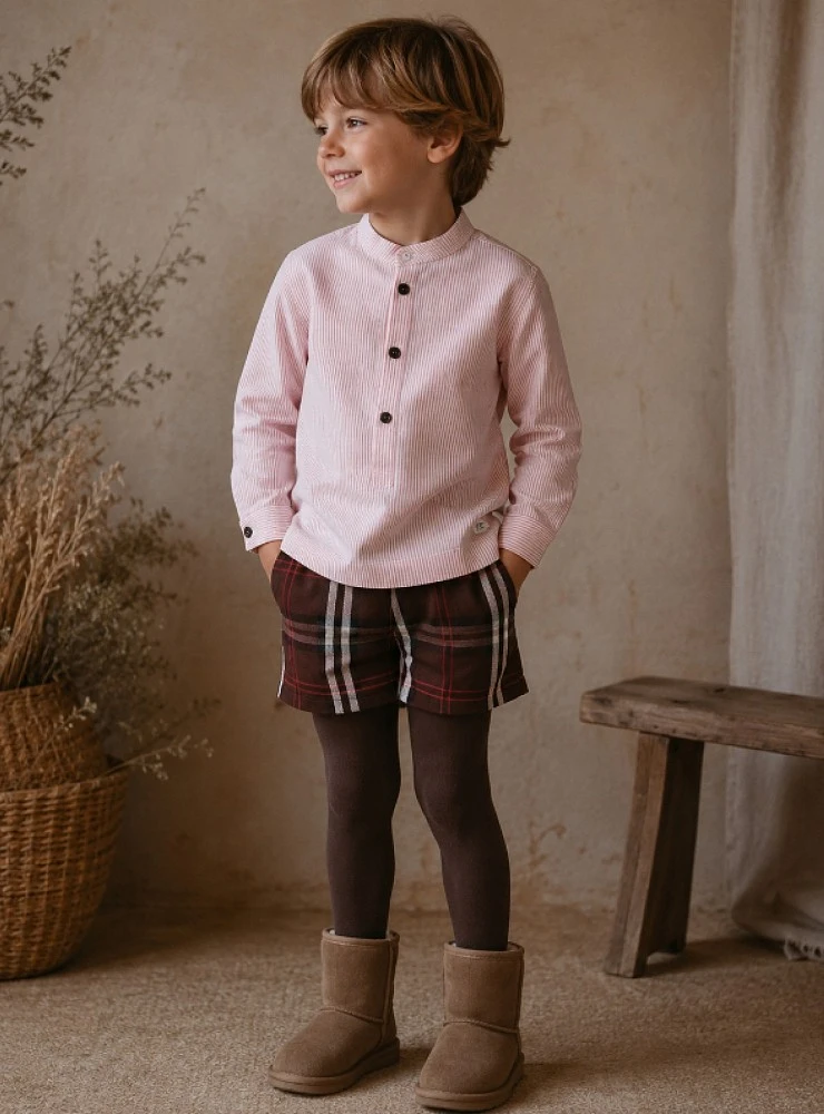 Conjunto para niño colección Bellota con camisa y pantalón de cuadros