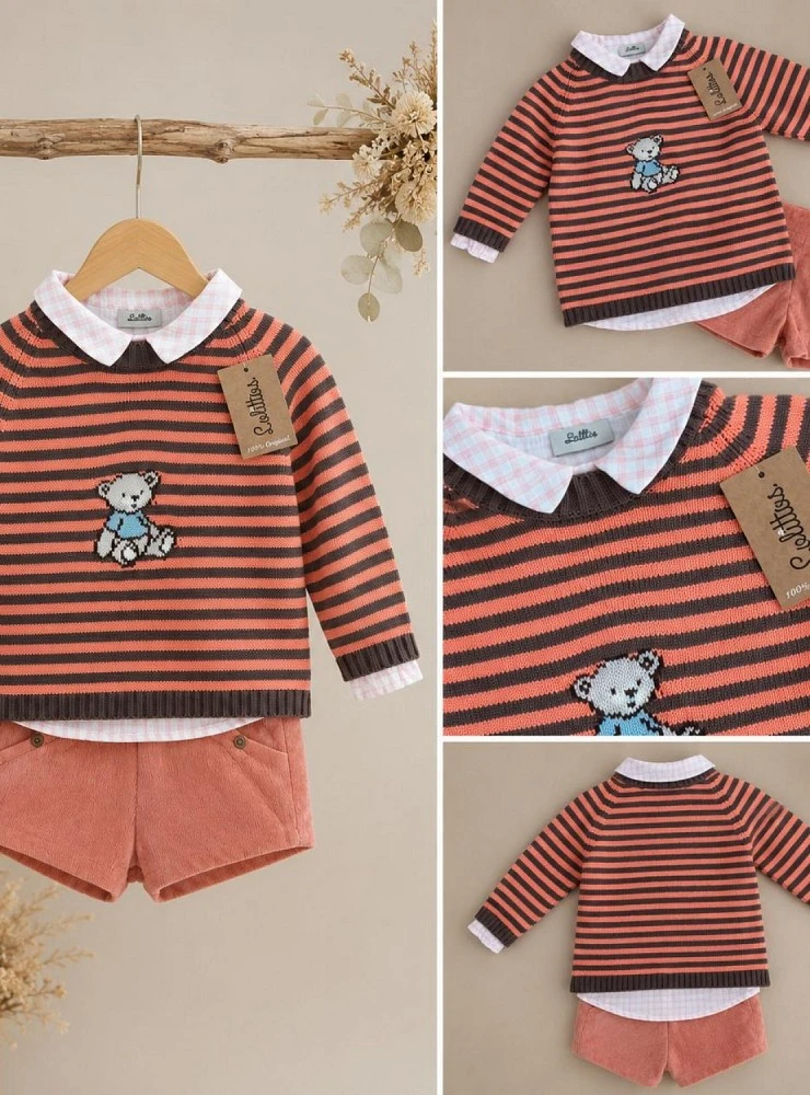 Conjunto para niño con jersey y pantalón de pana Colección Nectarina de Lolittos
