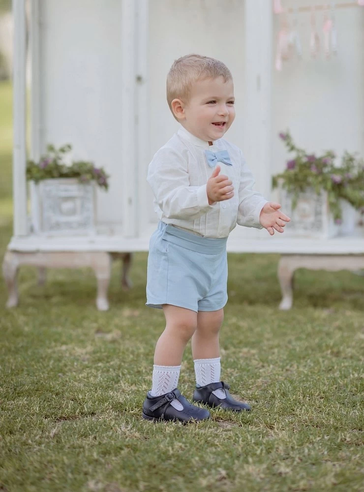 Pelele bebé niño celeste oscuro de la marca La Ormiga – Enlazadas A Mi  Manera