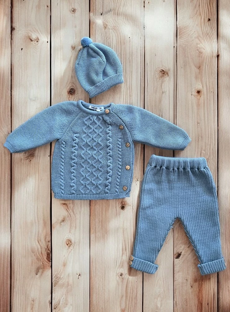 Conjunto para niño de punto color azul piedra colección Páramo