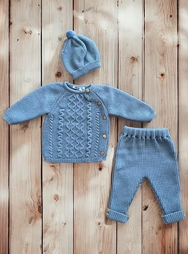 Conjunto para niño de punto color azul piedra colección Páramo