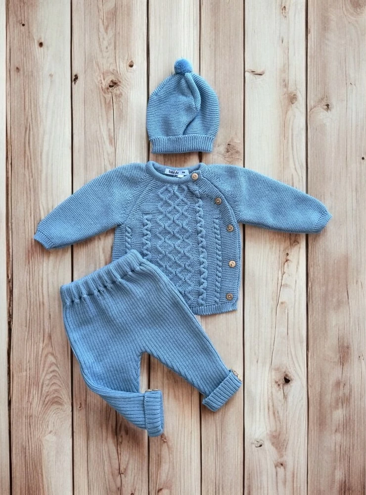 Conjunto para niño de punto color azul piedra colección Páramo