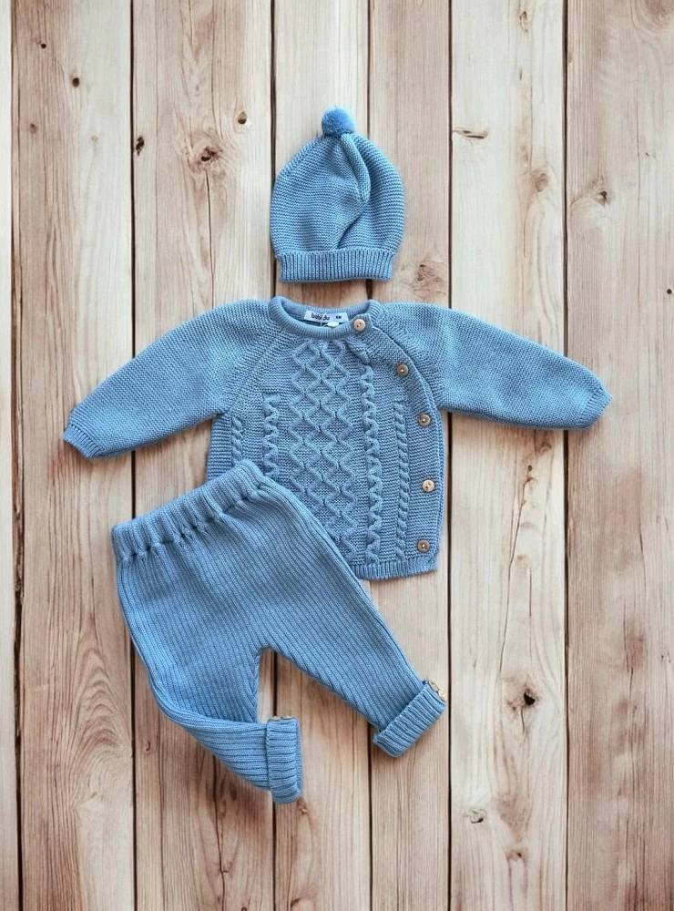 Conjunto para niño de punto color azul piedra colección Páramo