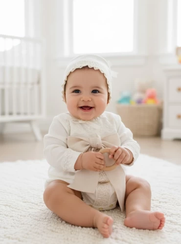 Conjunto para niño pelele y capota de lino beige. Manga Francesa