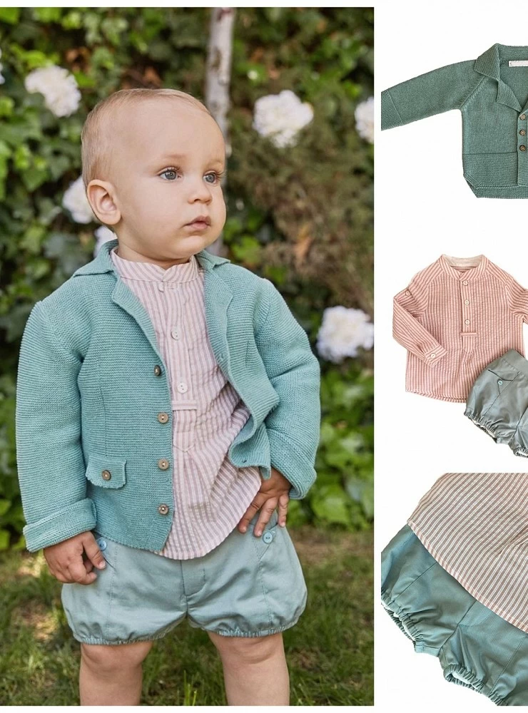 Conjunto para niño. Blusa y bombacho con chaqueta a juego opcional