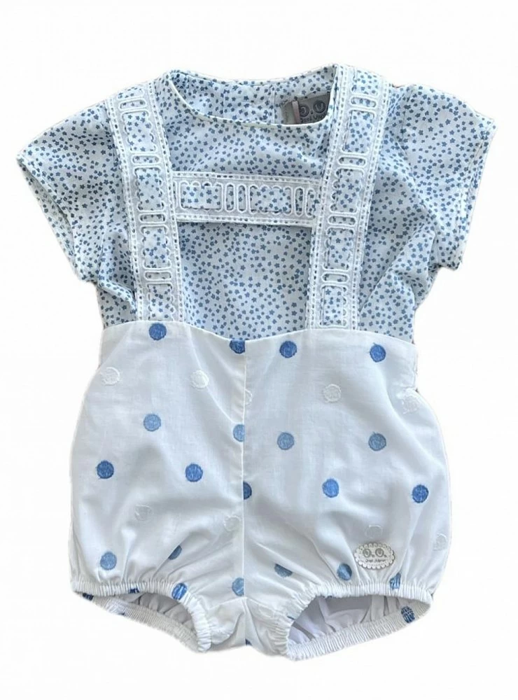 Conjunto para niño. Ranita y blusa con bodoques bordados