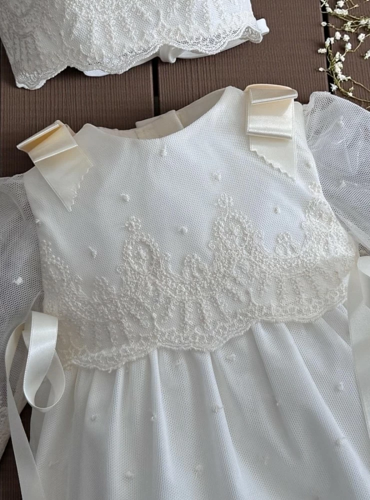 Conjunto pelele y capota para bautizo colección Fantasía