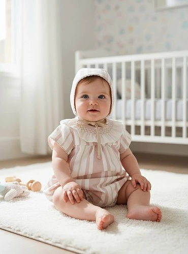 Conjunto Pelele y Capota para niña Colección Porcelana