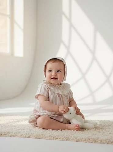 Conjunto Pelele y Capota para niña Colección Porcelana