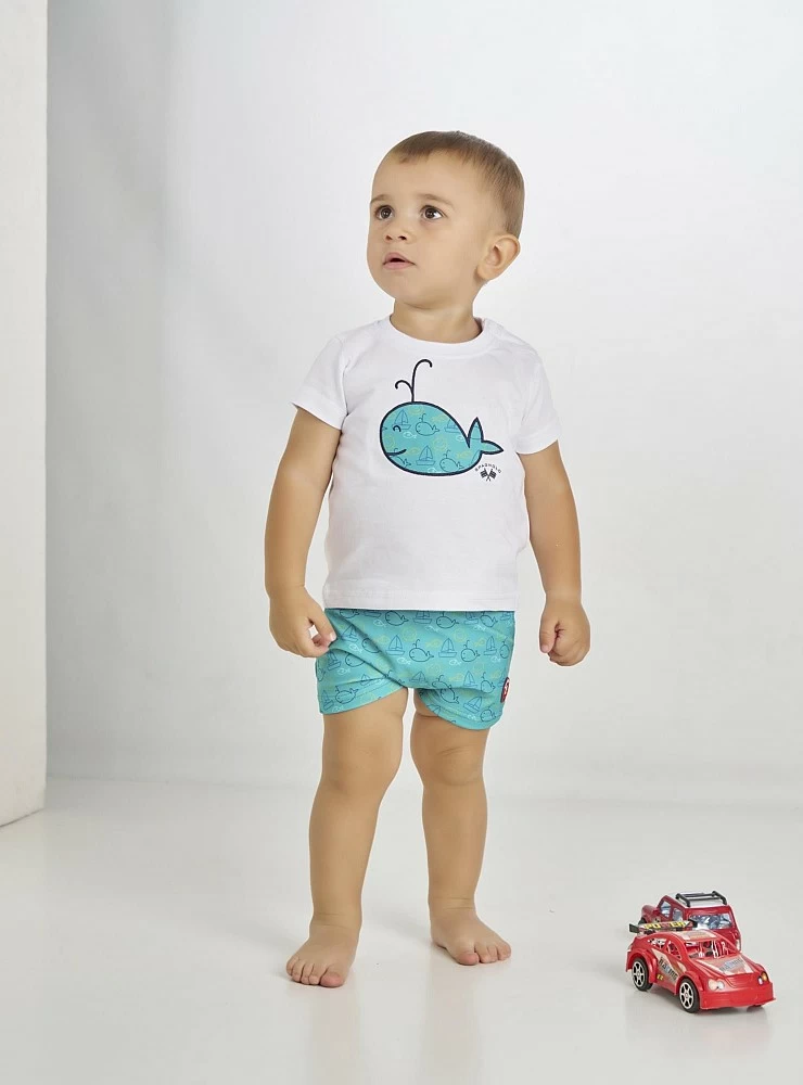 Conjunto playero Colección ballena para niño.