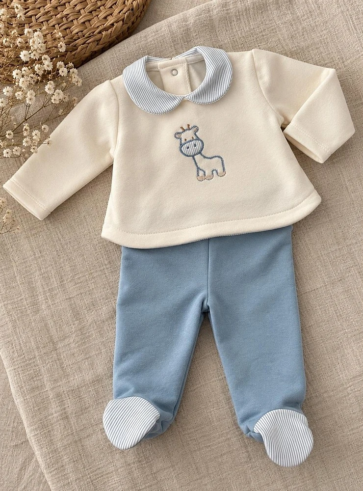 Conjunto Primera Puesta Bebé Niño Jirafa Azul – Arroyo