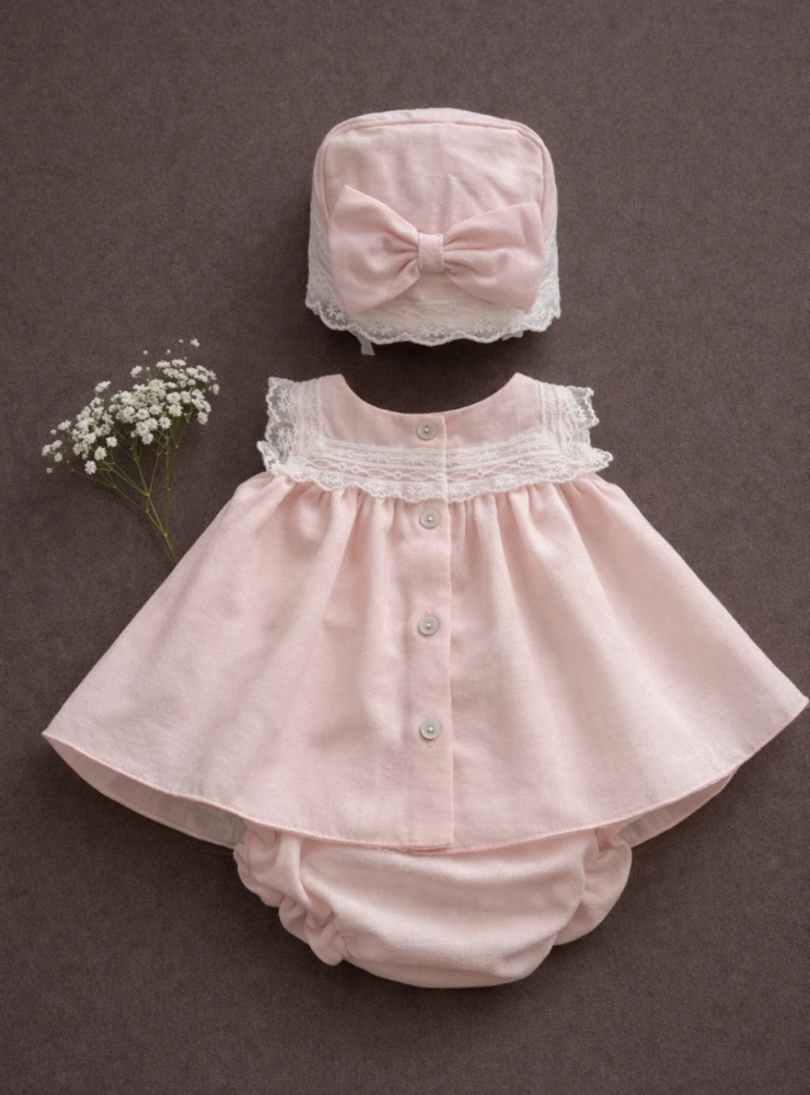 Conjunto rosa palo para niña tres piezas colección Galgary