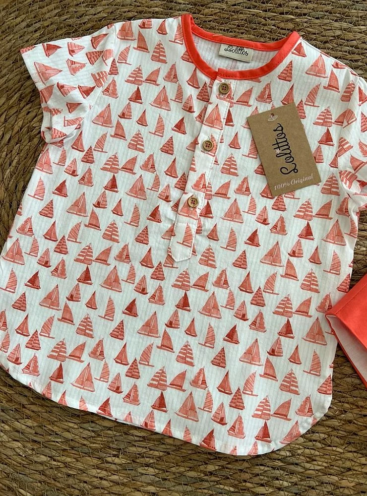 Conjunto Sailor para niño de Lolittos. Camisa y pantalón