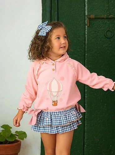 Conjunto sudadera y braguita colección Globos rosa de Mon Petit Bonbon