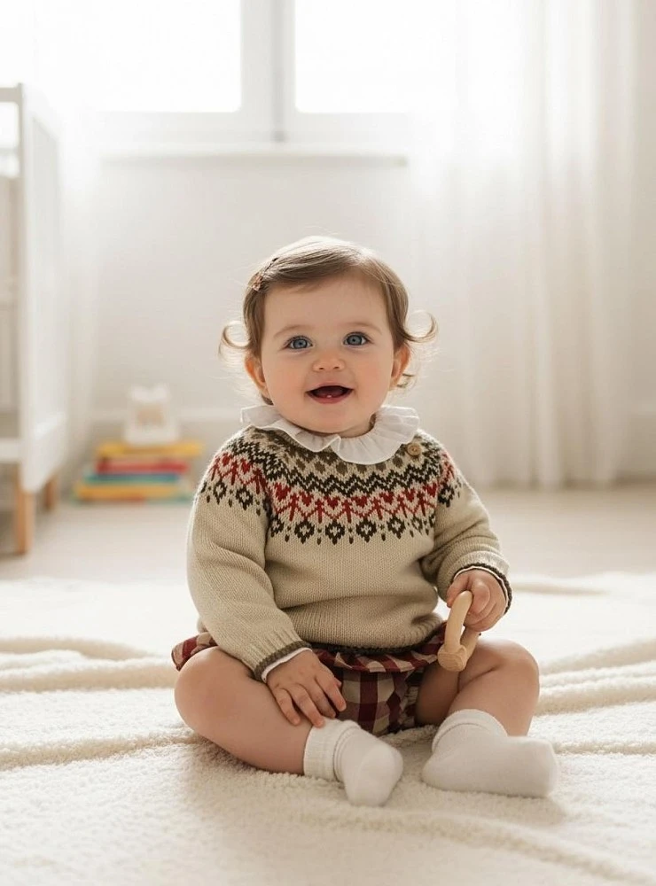 Conjunto Tres Piezas Greca para Bebé Niña