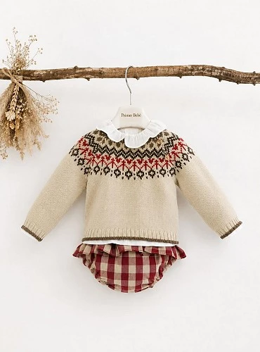 Conjunto Tres Piezas Greca para Bebé Niña