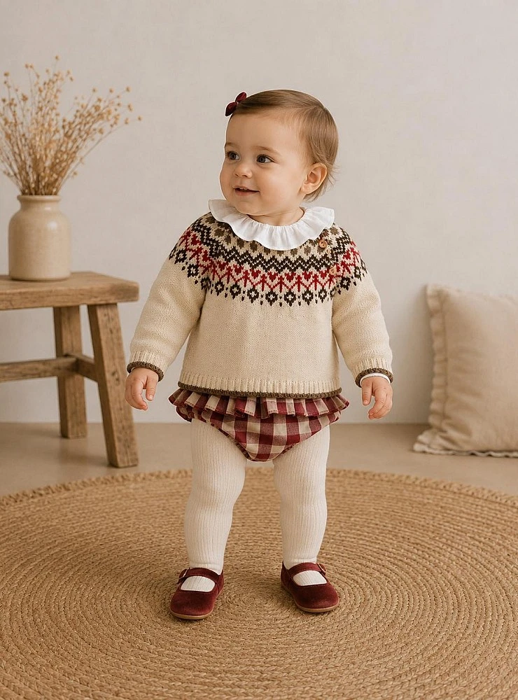 Conjunto Tres Piezas Greca para Bebé Niña
