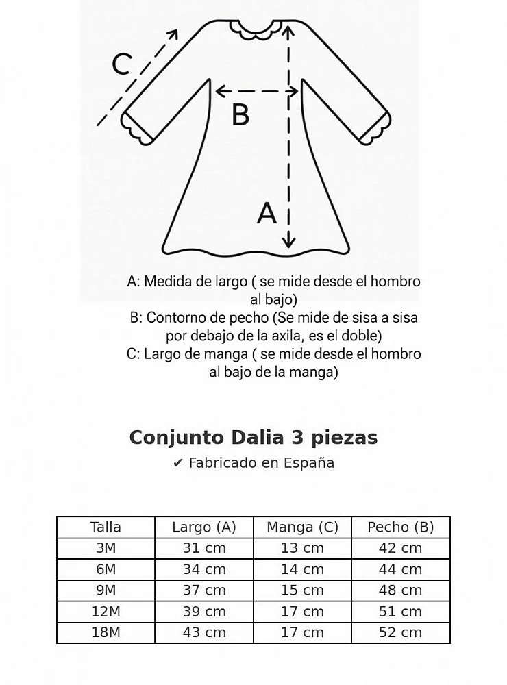 Conjunto tres piezas para niña colección Dalia