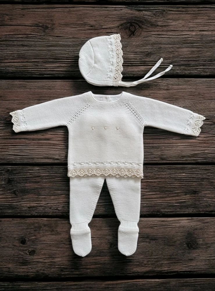 Conjunto tres piezas unisex color beige, Especial ceremonia