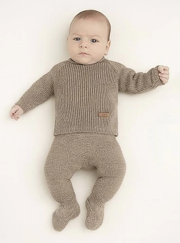 Conjunto unisex color arena. Lana merino Italiana