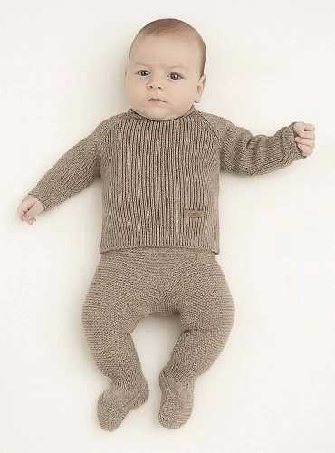 Conjunto unisex color arena. Lana merino Italiana