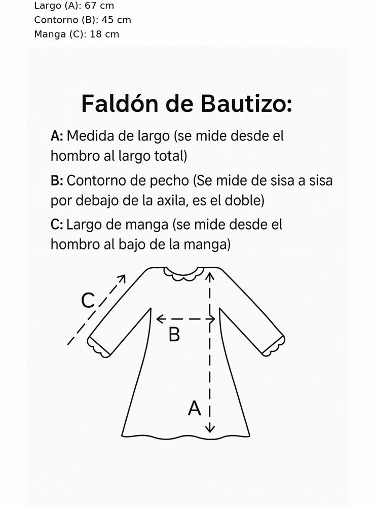 Conjunto unisex de Faldón y capota con manga Francesa
