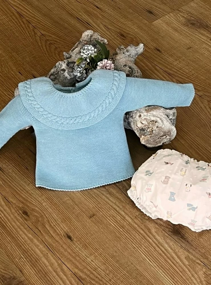 Conjunto unisex en punto y tela. Colección Menta