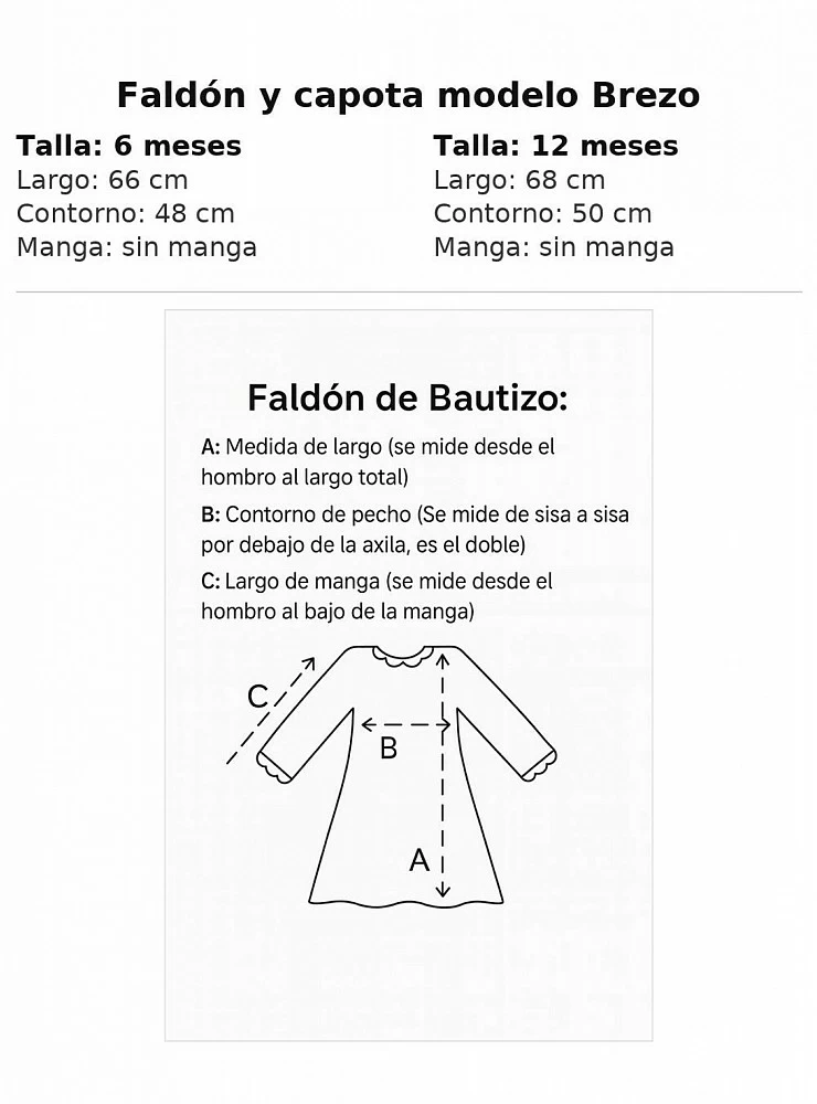 Conjunto unisex Faldón y capota Blanco roto modelo Brezo