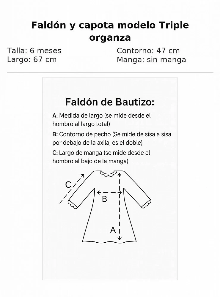 Conjunto unisex para Bautismo. Talla unica