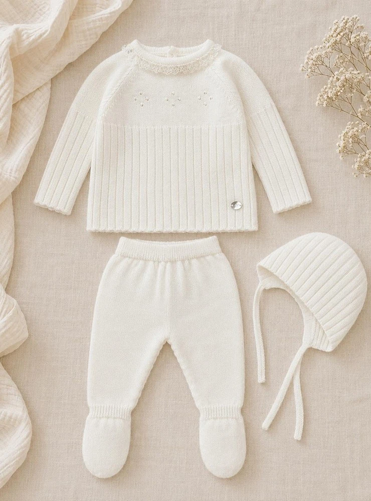 Conjunto unisex para bebé de tres piezas | Colección Amieva