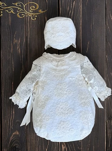 Conjunto unisex pelele y capota colección encaje