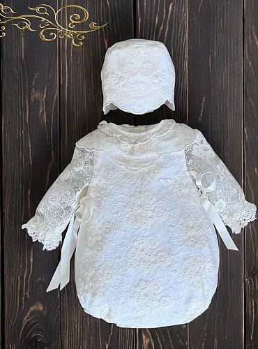 Conjunto unisex pelele y capota colección encaje