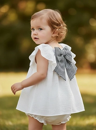 Conjunto vestido y braga de Muselina bordada colección Cerámica