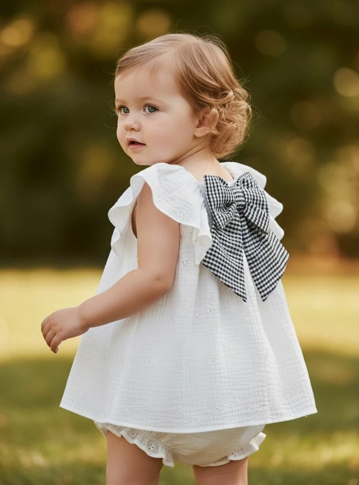 Conjunto vestido y braga de Muselina bordada colección Cerámica