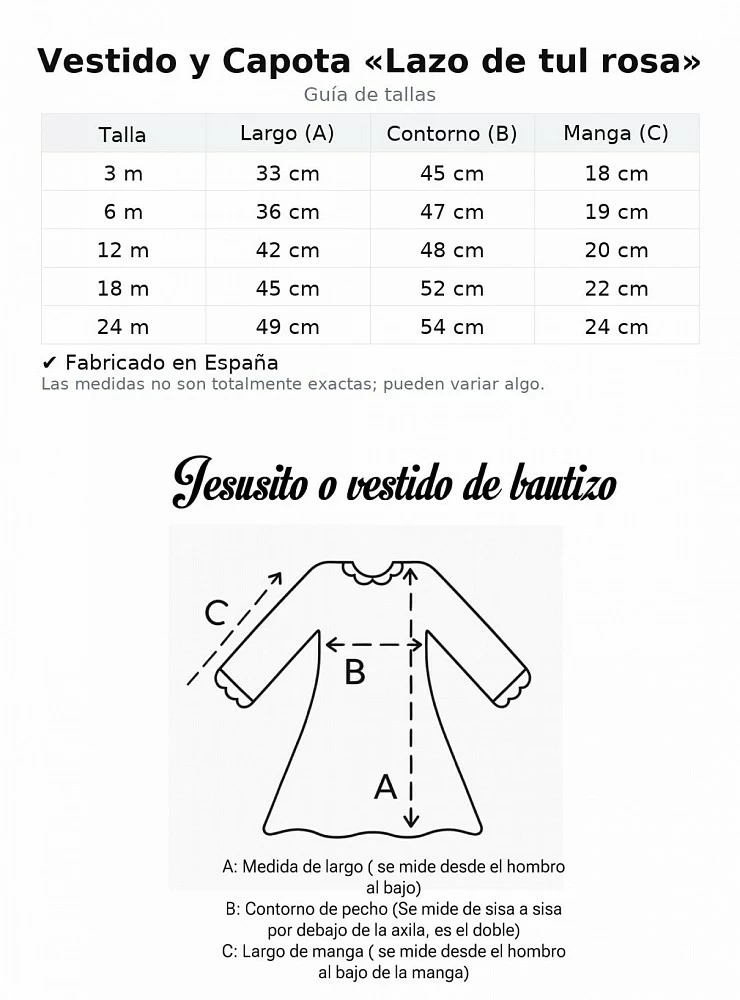 Conjunto Vestido y capota tul bordado con lazo rosa