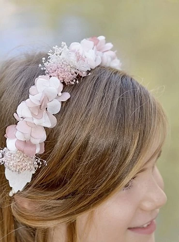 Corona de flores o diadema en tres colores Colección Ninfa