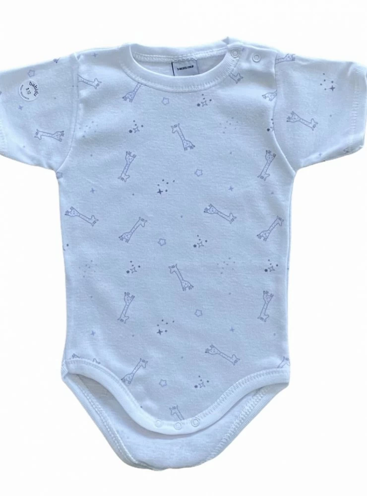 Cotton bodysuit with Giraffes, in two colors. Short sleeve